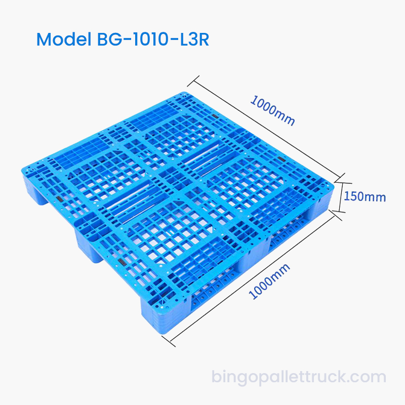 1000×1000 mm hoge sterkte 4-weg invoer 3-loper kunststof pallet