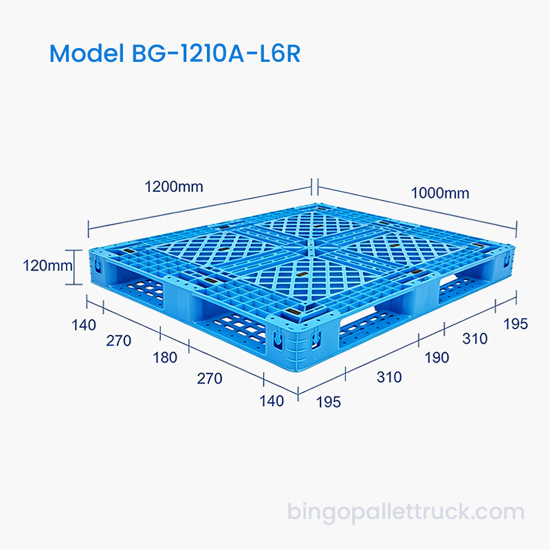 1200x1000 mm kunststof pallet met zes lopers voor logistiek gebruik