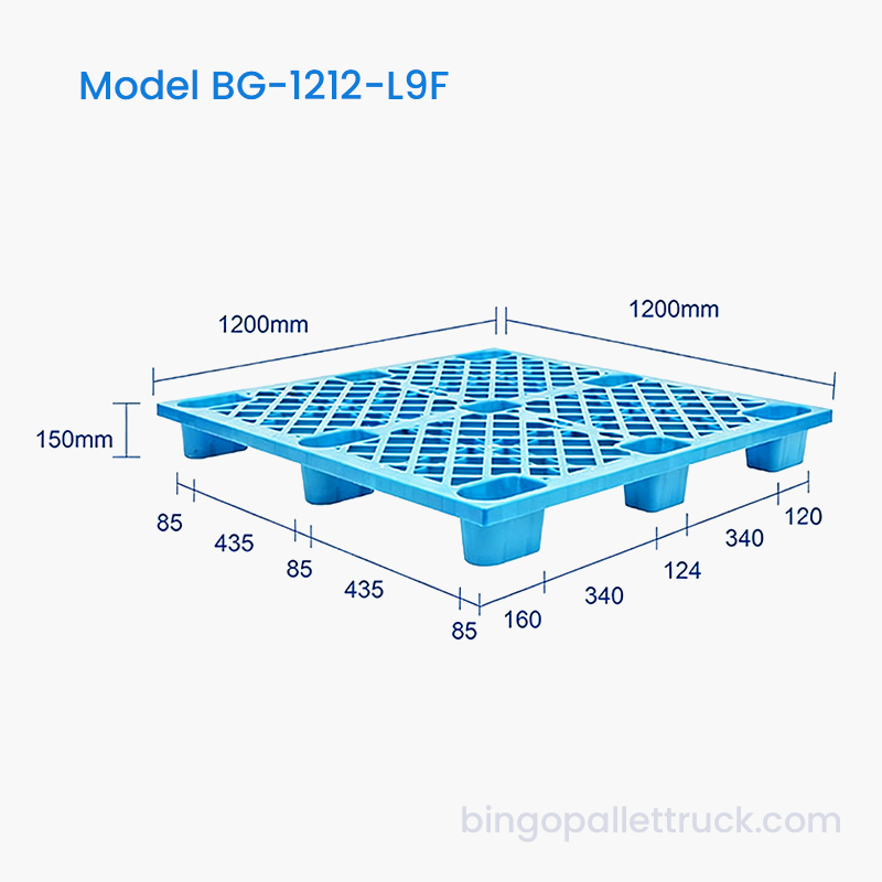 Kunststof pallet van 1200 x 1200 mm voor logistiek gebruik