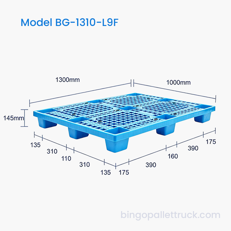 Hoge sterkte 1300 x 1000 mm 9-poots lichte kunststof pallet voor logistiek