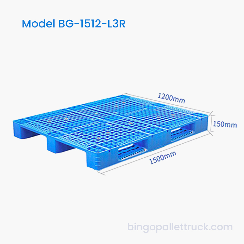 1500×1200 mm 3-loper HDPE kunststof pallet voor magazijn en logistiek