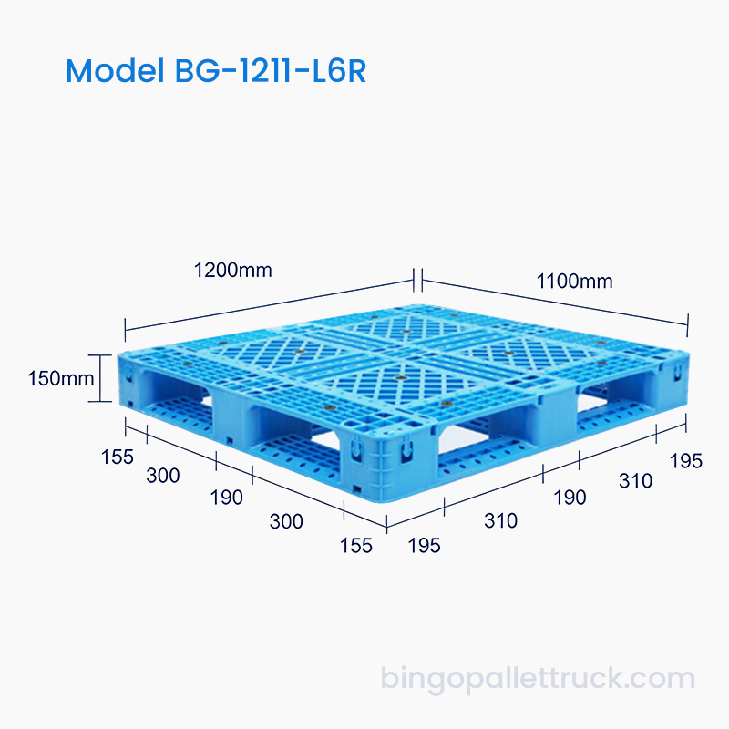Eco-vriendelijke recyclebare plastic pallet van 1200 x 1100 mm voor duurzame logistiek