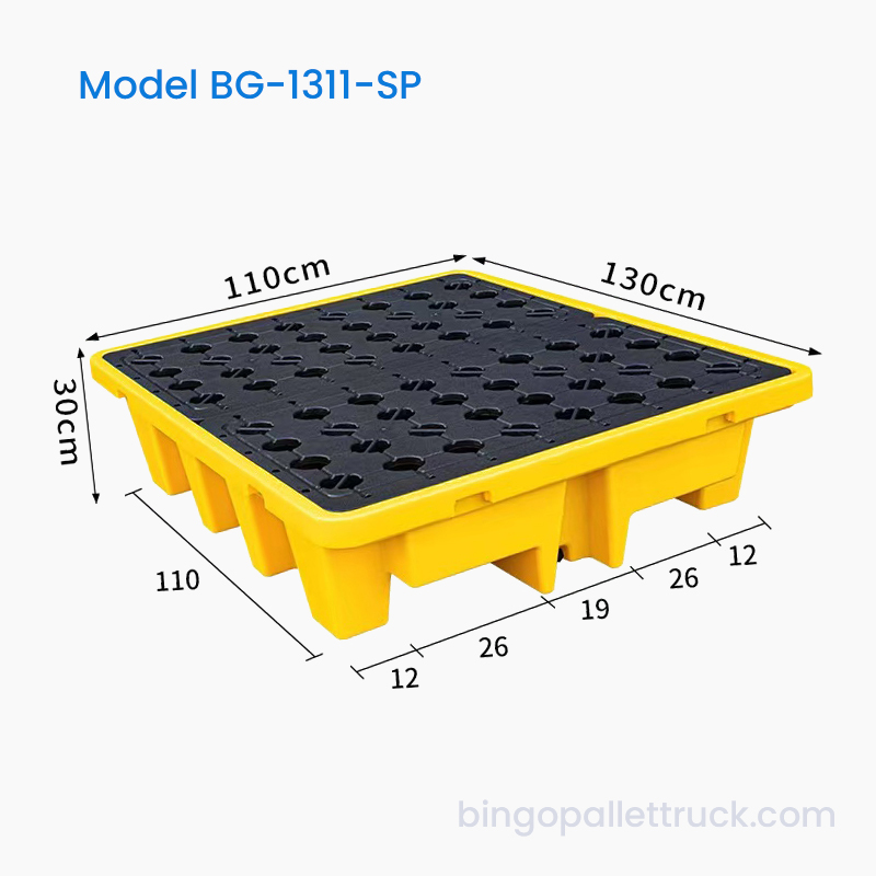 1300x1100 mm lekvrije kunststof pallet met roosteroppervlak voor IBC-bakken