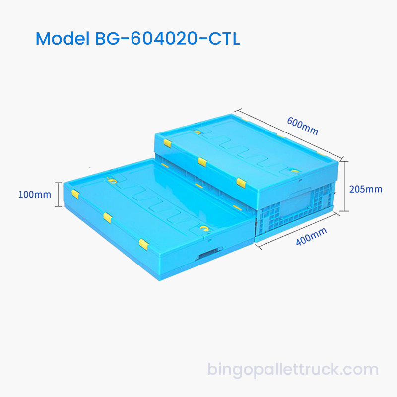 Opvouwbare plastic draagtas van 36 liter met deksel voor industriële logistiek