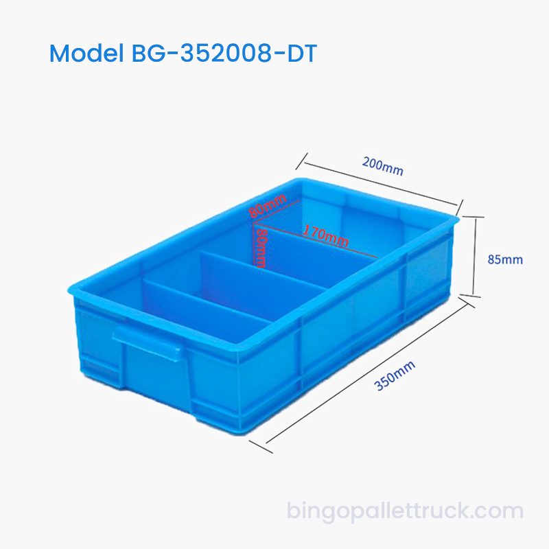 Deelbare plastic draagtas met 4 compartimenten voor gebruik in de fabriek aan de lopende band