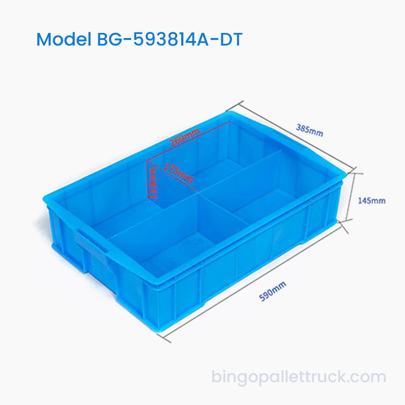 Deelbare plastic draagtas met 4 compartimenten voor industriële bevestigingsmiddelen