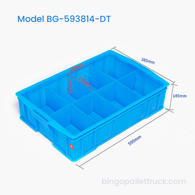 Deelbare plastic draagtas met 8 compartimenten voor gebruik in de detailhandel voor kleine onderdelen