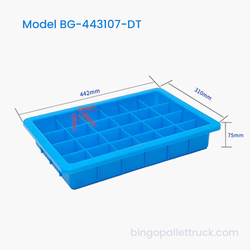 Deelbare plastic draagtas met 24 compartimenten voor kleine machineonderdelen