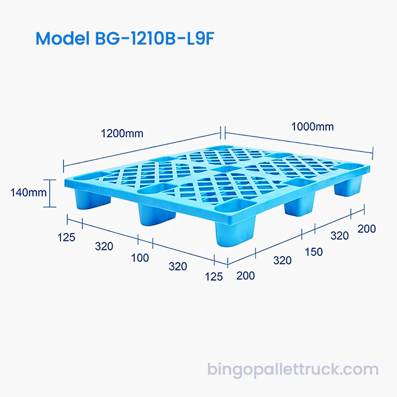 1200x1000 mm lichtgewicht kunststof pallet van 9 voet voor opslag in de detailhandel
