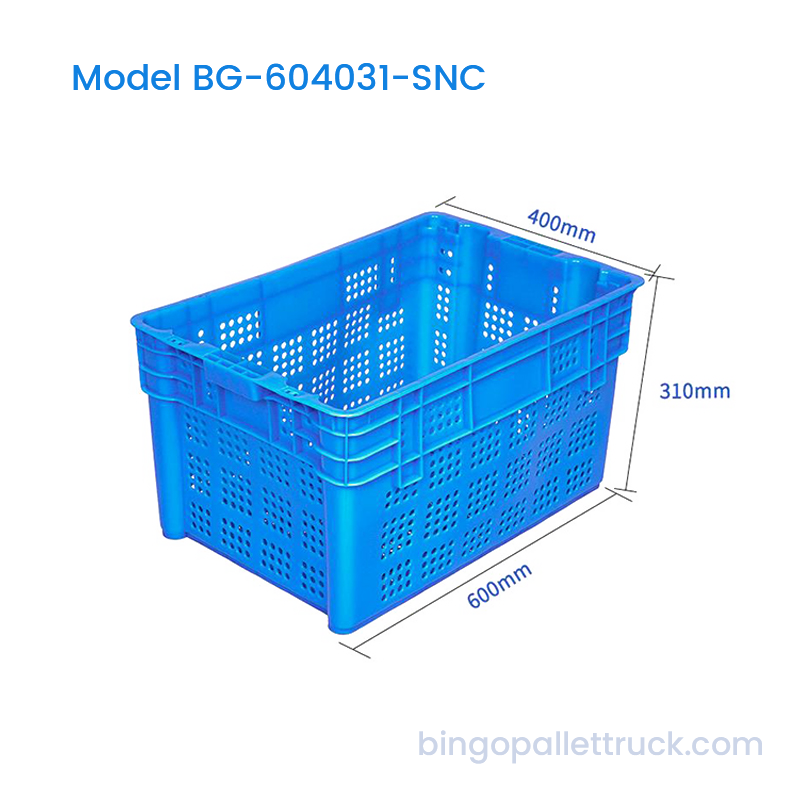 Stapelbare en nestbare plastic krat van 60 liter voor het transport van fruitgroenten